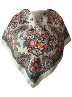 Traditional Polish Folk Head Scarf - Royal Collection, Beige