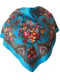 Traditional Polish Folk Head Scarf - Royal Collection, Blue