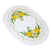 Set of 2 Polish Traditional Oval Easter Doily Basket Cover (Eggs & Daffodils)