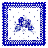 Blue Dot Polish Pottery Easter Eggs Square Doily with Scalloped Edges 13.5"