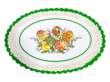 Polish Folk Easter Eggs with Chicks & Rooster Oval Doily 18.5"x12.5"