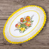 Polish Folk Easter Eggs with Chicks & Rooster Oval Doily 18.5"x12.5"