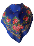 Traditional Polish Folk Head Scarf - Highlander Collection, Sapphire