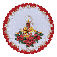 Polish Christmas Ornamental Poinsettia Round Table Doily 14