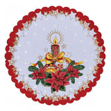 Polish Christmas Ornamental Poinsettia Round Table Doily 14"x 14"