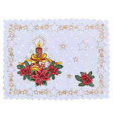 Polish Christmas Ornamental Poinsettia Rectangular Table Doily 13"x 17"